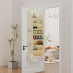 Criusia Shoe Storage, Over the Door Shoe Organizer, Hanging Closet Shoe Storage with Large Deep Pockets, Fits 16–24 Pairs of Sneakers, Sandals, Boots, Beige