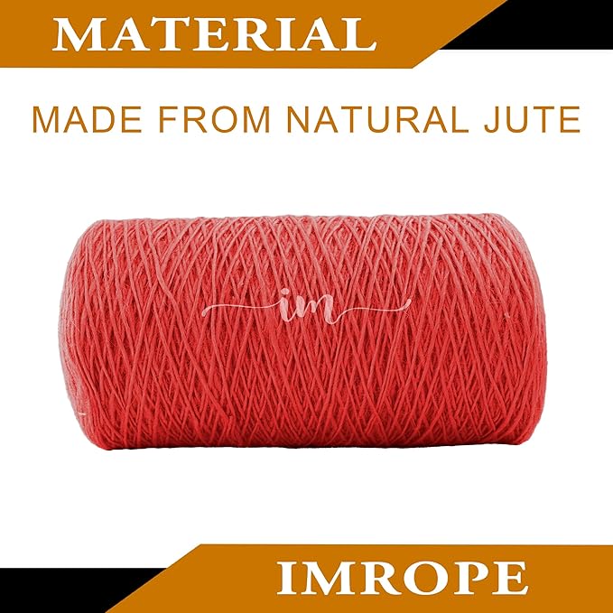 1mm x 1500 Feet Red Jute Rope, Twine for Gardening Tomato Climbing Plant Tie Floristry Crafts Gift Wrapping Packing Decor