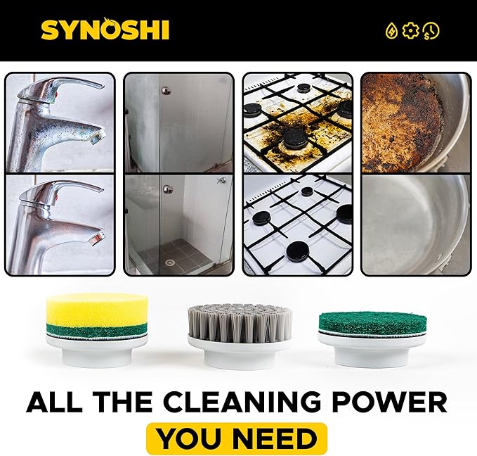 Electric Spin Scrubber, Power Cleaning Brush with 3 Heads, Cordless Waterproof Shower Scrubber with Dual Speed, Perfect for Cleaning Bathroom, Tile, Cars, Floor. Electric Scrub Brush for tub