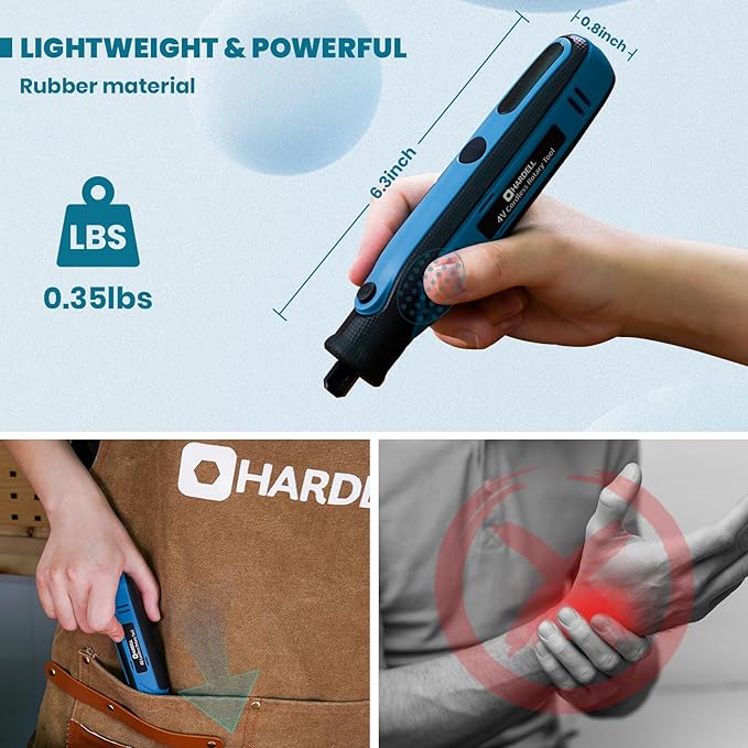 HARDELL Mini Cordless Rotary Tool, 4V Rotary Tool con 5 Speed Display with Type-C Charging, Power Rotary Tool with 69 Accessories for Sanding, Grinding, Engraving, Polishing, Drilling, Cutting, DIY