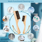 BFWood Horsehair Silver Brush - 2PCS Detailing Brush Set for Silverware - Jewelry Cleaning Brushes for Sterling, Cutlery, Metal - Perfect Match for Silver Polish