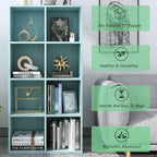 8-Cube Storage Shelf Bookcase - Wooden 4-Tier Floor Standing Open Bookshelf, Modern TV Stand up to 55 Inchs for Home and Office, Light Blue