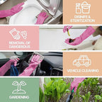 Mamison 2 Pairs Reusable Waterproof Household Dishwashing Cleaning Rubber Gloves, Non-Slip Kitchen Glove (Pink, XXL (Pack of 3))
