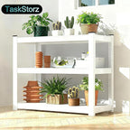 3-Tier Metal Storage Shelving Unit White 16" D x 36" W x 36" H, Adjustable, 1800 lbs Capacity, Heavy Duty, Storage Organizer, for Garage, Home, Bathroom, Laundry, Storage Rack