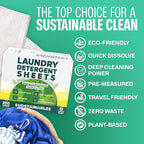 Sudstainables Laundry Detergent Sheets (200 Loads) – Eco-Friendly, Zero Waste, Plastic-Free Laundry Washing Machines Soap Sheets; Dissolvable, Space-Saving Strips for Travel (Lemon)