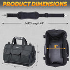 TICONN Heavy Duty Tool Bag with Multi-Pockets, Portable Tool Box Organizer Storage Bag, with Adjustable Shoulder Strap and Ergonomic Handle (Black, 14" Molded Base)