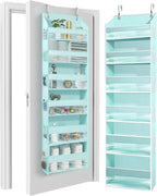 HOMELUX THEORY UPGRADED Over The Door Organizer Hanging - 100D EXTRA THICK & 50lbs HUGE CAPACITY 6 Large Front & 12 Side Pockets, Over The Door Shoe Organizer, Hanging Closet Organizer (Baby Blue 1pc)