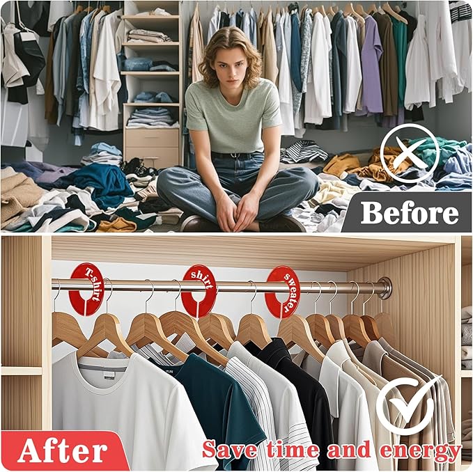 Sukh Baby Closet Dividers 30pcs - Plastic Clothes Organizer Shelf Tags Labels for Clothing Rack Wardrobe Store Warehouse Nursery Must Haves Boutique Supplies Sturdy Durable Flexible No Burrs (Red)