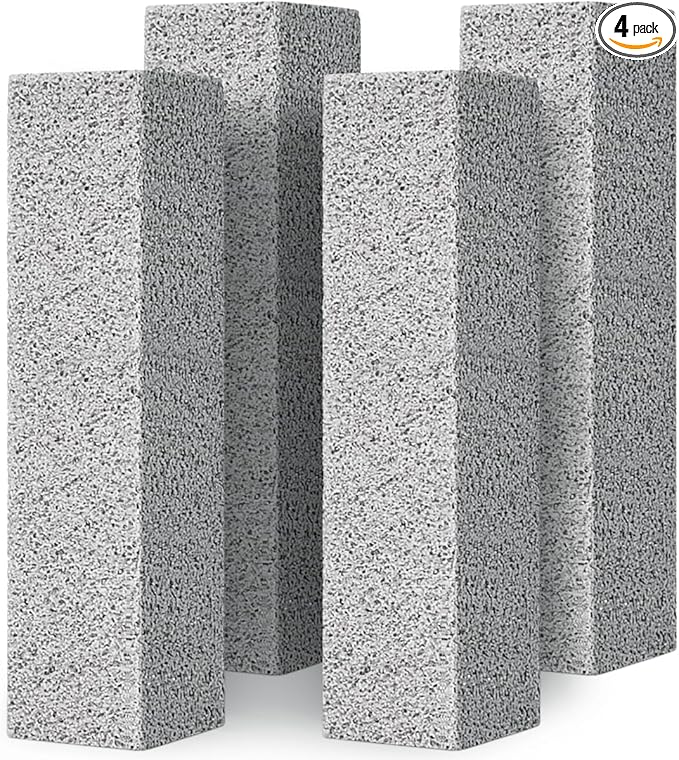 4TH Pumice Stone for Toilet Bowl Cleaning,Remove Away Limescale Stain,Hard Water Rings,Calcium Buildup,Iron and Rust,Pumice Stick for Tile/Bath-tub/Kitchen/Grill/Household - 4 Pack