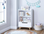 UTEX Kids Bookshelf, Children Bookcases with Storage and Drawer, Wood Kids Toy Storage Organizer for Playroom, Nursery School, White