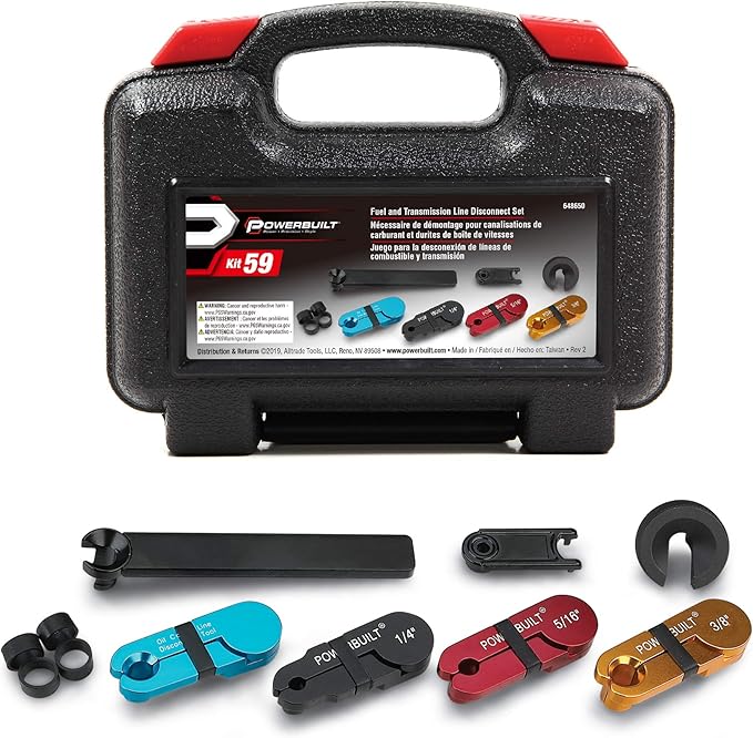 Powerbuilt 11 Piece Fuel and Transmission Line Disconnect Kit, Quick Disconnect Tool Set for A/C Fuel and Transmission Systems, GM Power Steering Disconnect, For Ford GM Dodge - 648650