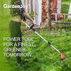 GardenJoy Weed Wacker Battery Operated: 12V Cordless Grass Trimmer with 2.0Ah Battery, Fast Charger and 3 Types Cutting Blade, Portable Electric Lawn Trimmer for Garden Yard Weeding Work