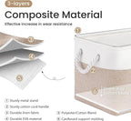 Large Storage Baskets- 15x11x10 inch Storage Bins for Shelves and Closet Organizing, Foldable Fabric Bin for Home Organization Clothes and Laundry (6-Pack, White&Khaki)