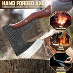 Purple Dragon Camping Hatchet Axe with Sheath - 14" Hand Forged Survival Hatchet for Wood Chopping, Splitting & Carving, Bushcraft Axe for Outdoor & Garden Work with Full Tang Wood Handle, Men's Gift