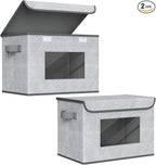 Univivi Larger Fabric Collapsible Storage Bins [2-Pack] Foldable Storage Boxes with Lids, Storage Cube Organizer Basket for Home, Closet, Bedroom (Gray, 17“ x 12” x 12")
