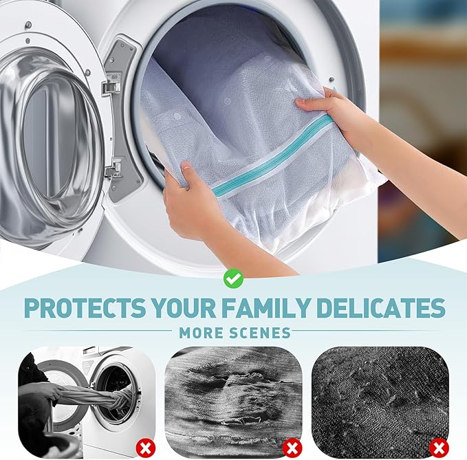 5-Pack Mesh Laundry Bags for Delicates | Zippered Wash Bags for Bras, Shoes, Travel, College Dorm Essentials in 3 Sizes (2 Small, 2 Medium, 1 Large)