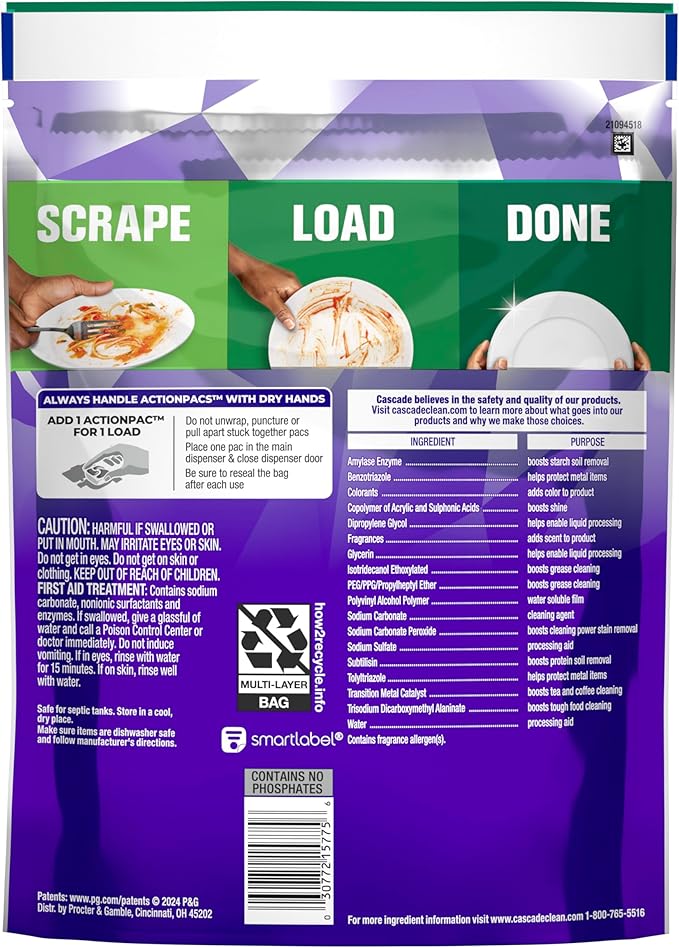 Cascade Platinum Plus Dishwasher Pods, Dishwasher Detergent, Dish Detergent Soap, Lemon, 19 Count