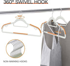 40 Pack Heavy Duty Plastic Hangers, Non Slip Clothes Hangers with Rubber Pads and 360° Hook - Thin Space Saving Hanger, Closet Organizer for Shirt, Pants, Suit, Skirt, Coat - Orange