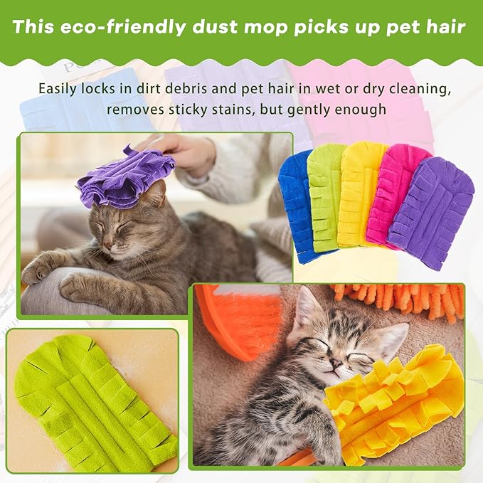 Zubebe 30 Pcs Duster Refill Reusable Fleece Duster Refills Feather Flat Dusters Multi Surface Washable Cleaning Pads Tools for Home, Blinds, Car, Pet, Furniture, Fans (Dark Color)
