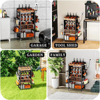 Heavy-Duty Power Tool Organizer with Charging Station,Premium Thickened Wood Panels,Tool Organizer 5 Layers + 5 Side Hooks Lntegrated Design Tool Organizers and Storage