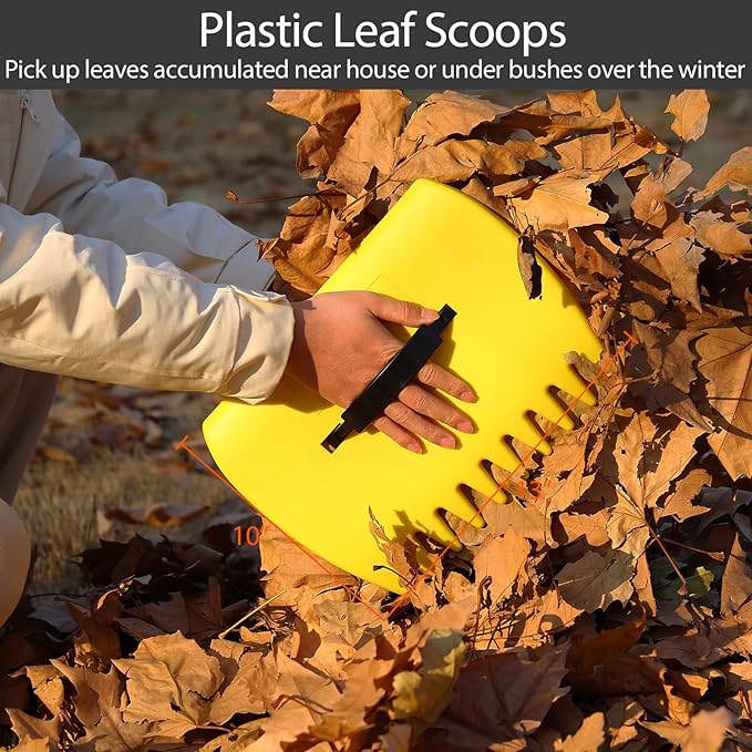 Rake, Metal Garden Leaf Rake for Leaves with 32 Gallon Lawn and Leaf Bags & Leaf Scoops, Adjustable 11 Tines 9" Wide Small Adult Kids Lawn Shrub Yard Landscape Rake Heavy Duty Long Handle 30-60