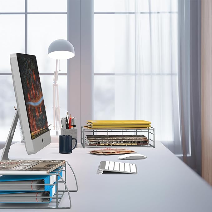 SIMPLE HOUSEWARE Over the Cabinet Door Organizer Holder 2 Pack 13.5" Wx4.25 Dx18.5 H and 12.5" Wx3.6 Dx18.5 H Silver