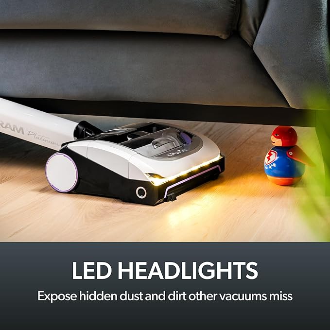 Gtech AirRAM Platinum Cordless Vacuum Cleaner - Includes Anti-Hair Wrap Brush Bar - Perfect for Carpet and Hardwood Floors - Rechargeable 22v Li-ion Battery - Lightweight (7 lbs.)