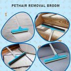 Carpet Rake for Pet Hair Removal Tool, Updated Reusable Pet Hair Remover with 56” Adjustable Long Handle, 2 in 1 Rubber Broom and Carpet Brush Scraper for Rugs, Mats, Couch, Furniture (2pcs)