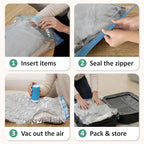 Cozy Essential Travel Vacuum Storage Bags with Rechargeable Cordless USB Pump, Space Saver Bags for Luggage, Suitcase, Carry-On, for Clothes, Blankets, Bedding & Seasonal Storage,35 Combo
