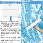 Window Squeegee Washing Kit for Shower Glass Door, Mirror and Window Cleaning, Extra 14'' Wide Squeegee and 2 Microfiber Scrubbers Included (Extension Pole not Included)