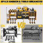 45" Large Power Tool Organizer Wall Mount with Charging Station - 3 Layer Storage Racks with 8 Cordless Drill Holder, 4 Hooks, Heavy Duty Garage Tool Organizer Storage for Workshop Pegboard Basement