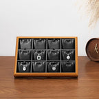 Oirlv Solid Wood 6 Grid Jewelry Organizer Tray Jewelry Drawer Organizer(Black)