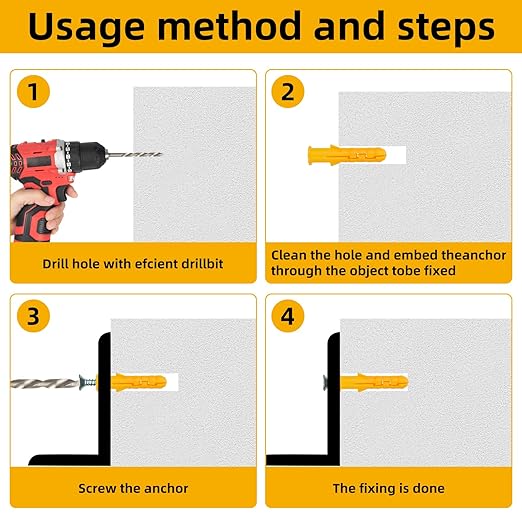 130 Pcs Premium Quality Plastic Drywall Wall Anchors (Screws No Included),Bulk Pack #8x1-3/5
