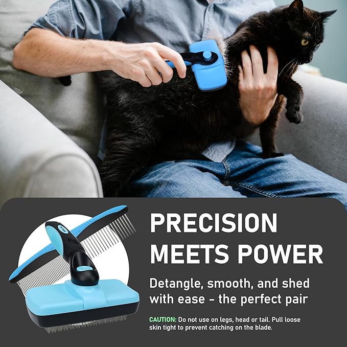 Maxpower Planet Pet Grooming Brush - Double Sided Shedding and Dematting Undercoat Rake Comb for Dogs and Cats,Extra Wide (C2 - Brush & Comb, Large)