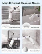 Electric Spin Scrubber,Floor Shower Scrubber with Long Handle Power Scrubber Dual Speeds,Cleaning Brush Cordless Scrub Brush with 3 Adjustable Angles,8 Brush Heads for Bathroom,Tile