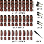 Asieg Tool Sanding Drum Kit 142Pcs 80Grit, 1/2" & 3/8" & 1/4" Diameter Drum Sanding Band with 3.17mm Shank Mandrels for Drill Dremel Rotary Tools Nails Drill