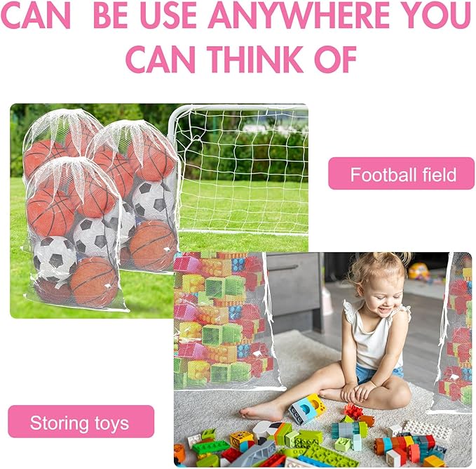 Berlune 30 Pack 24 x 36 Inches Large Mesh Bags for Laundry, Wash bags, Sturdy Mesh Material Closed with Drawstring, Factory, University, Dormitory, Travel and Apartment Dweller (White)