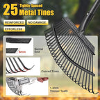 Garden Rake for Leaves: 18” Wide Metal Leaf Rake, 65” Long Adjustable Handle, Heavy Duty 25 Teeth, Fast Kids Women Large Lawn Yard Garden Leaf Cleanup Gardening Rakes: Grass,Debris,Pine Needles Pick