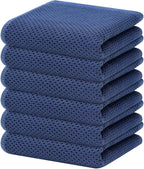 Homaxy 100% Cotton Waffle Weave Kitchen Dish Towels, Ultra Soft Absorbent Quick Drying Cleaning Towel, 13 x 28 Inches, 6-Pack, Navy Blue
