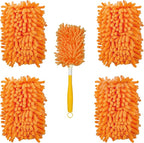 Reusable Duster Refill Compatible with Swiffer Hand Duster - 360 Heavy Duty Microfiber Duster Refills - 4 Pack for Ceiling Fans, Furniture, and Electronics (Orange,Handle is Not Included)