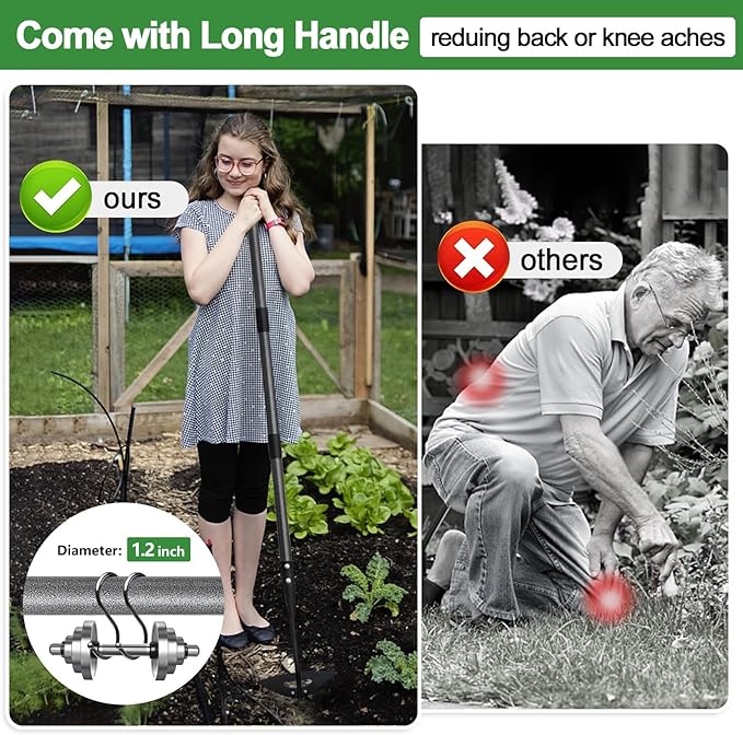 COCONUT Garden Hoe, 65 inch Long Handle Weeding Hollow Hoe Garden Tool, Heavy Duty Gardening Hoe with Durable Blade for Loosening Planting