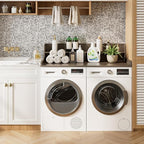2-Tier Washer Dryer Countertop, Laundry Room Organization and Storage, 27.6" x 54" Wood Laundry Countertop for Washer and Dryer, Gray