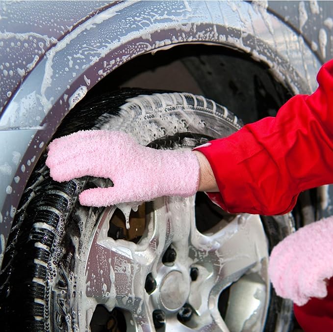 Patelai 3 Pairs Microfiber Plant Dusting Gloves Leaf Cleaning Gloves for Indoor Plants, Blinds, Furniture, House (Green Yellow,Water Blue,Pink,Small)
