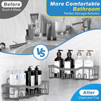 5-Pack Rustproof Stainless Steel Shower Caddy – No Drill Adhesive Bathroom Organizer with Large Capacity, Spacious Shower Shelves for Inside Shower, Kitchen & Home Decor Storage-XL Size