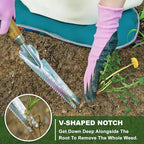 Haliaeetus Multi-Use Weed Trowel, Stainless Steel Dandelion Fork Puller, Serrated Edges Manual Weed Puller for Quick Cutting and Weeding, Garden Weed Trowel with Measuring Scale for Planting, Digging