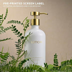 Glass Soap Dispenser Set by Janxin,Bathroom Soap Dispenser Set with Ceramic Tray,Luxury Bathroom Accessories,Modern Kitchen Decor (White+Gold(Lotion))