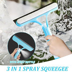 3 in 1 Window Squeegee with Sprayer, 3Pcs Spray Squeegee for Window Cleaning, All Purpose 3 in 1 Windows Cleaning Scraper, Glass Scraper Cleaner Tool for Car Home Windows Mirrors