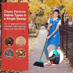 Outdoor Broom for Floor Cleaning, Heavy Duty Brooms with 55" Long Handle, Angle Brooms for Concrete Courtyard Home Patio Kitchen Shop Lobby Patio Lawn - Blue