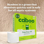 Caboo Tree Free Toilet Paper, Septic Safe Bath Tissue, Quick Dissolving 2 Ply Sheets - 300 Sheets Per Roll, 9 Double Rolls