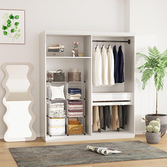 C&AHOME Wire Cube Storage, 6 - Cube Organizer Metal C Grids, Modular Shelves Units, Closet Organizer, Ideal for Home, Office, Living Room, 36.6”L x 12.4”W 36.6”H, Silver Gray UWCS3006G